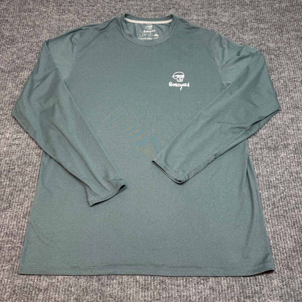 Boneyard Fishing Shirt UPF 50+ Long‎ Sleeve Green Skull Logo 2XL Fishing Boating